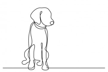 Line Art - Dog - Waiting To Go Play