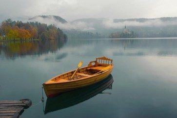 Lake Scene - Orange Boat