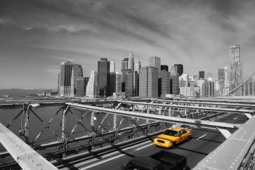 New York - Yellow Taxi On Brooklyn Bridge