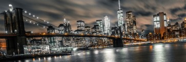 New York - Lighted Brooklyn Bridge at Night