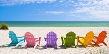 Dolores Flowers - Beach - Rainbow Chairs