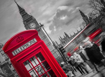 Assaf Frank - London Houses of Parliment telephone box and stormy clouds