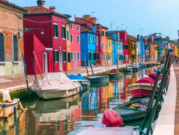 Assaf Frank - Multi-Coloured houses next to a canal, Burano, Italy