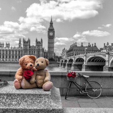 Assaf Frank - Teddy Bears with red rose agasint Westminster Abby, London, UK