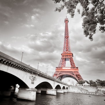 Pero Roshni - Eiffel Tower Monochrome and Red II  