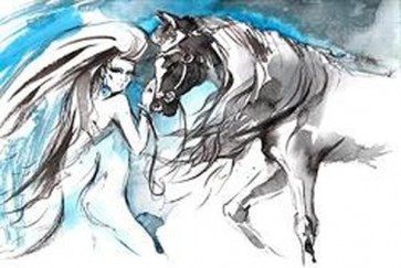 Glamorous Girl Next to Horse 