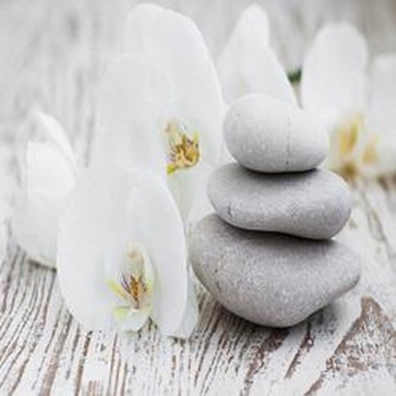 Spa Stones and white Orchids 