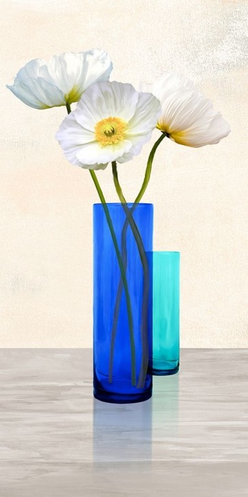 Ann Cynthia - Poppies in crystal vases (Aqua II)