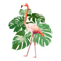 Flamingo - Tropical Leaf