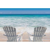 Lucille Greer - White Chairs at the Beach - No Umbrella Today