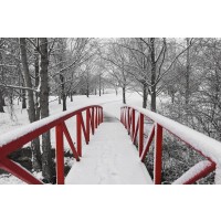 Dylis Bevan - Winter - Red Bridge After The Snow Storm II