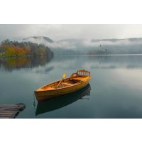 Lake Scene - Orange Boat