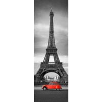 Paris - Eiffel Tower With Red Vintage Car II