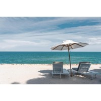 Dolores Flowers - Rest Chairs at the Tropical Beach - Aqua Blue