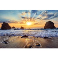 Doreen Sharp - Sunset Between Two Rocks at the Beach