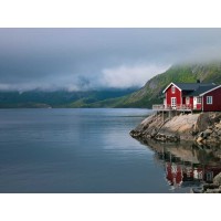 Assaf Frank - Fishing huts on the waterfront, Lofoten, Norway