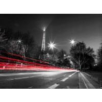 Assaf Frank - Strip lights on a road next to the Eiffel tower