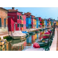 Assaf Frank - Multi-Coloured houses next to a canal, Burano, Italy