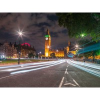 Assaf Frank - Westminster Abby and Big Ben with strip lights, London, UK