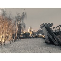 Assaf Frank - St Pauls Cathedral and Millennium Bridge in snow-London-UK