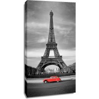 Paris - Eiffel Tower With Red Vintage Car