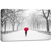 Dylis Bevan - Winter - Red Umbrella Lady