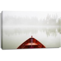 Boat - Red - Foggy Morning at the Lake