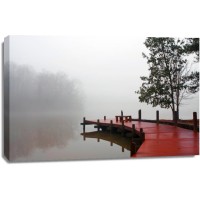 Wooden Landing Jetty - Foggy Red Morning