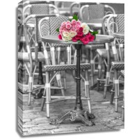 Assaf Frank - Bunch of Roses on street cafe table in Paris, France