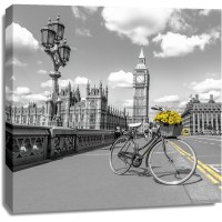 Assaf Frank - Bicycle with bunch of flowers on Westminster Bridge-London-UK