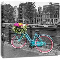 Assaf Frank - Bicycle with bunch of roses on bridge-Amsterdam