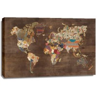 Laura Marshall - Pattern World Map on Wood  