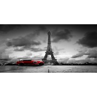 Vlad Kamir - Vintage Red car, Eiffel Tower  