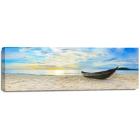 Fred Mouse - Panorama view of Beach With Wooden Boat  