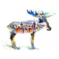 Sweden - The City in the Silouette of moose 