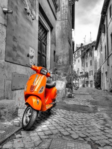 Assaf Frank - Scooter parked in narrow street of Rome, Italy