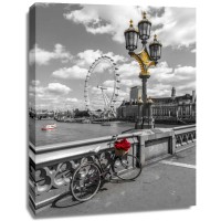 Assaf Frank - Bicycle with bunch of flowers on Westminster Bridge, London, UK