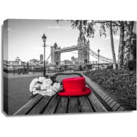 Assaf Frank - Red Hat with bunch of Roses on a bench near Tower Bridge, London, UK