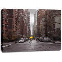 Assaf Frank - Tourist with yellow umbrella on street of Manhattan, New York