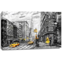 Arthur Heard - Street View Of New York - Black, white and Yellow