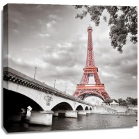 Pero Roshni - Eiffel Tower Monochrome and Red II  