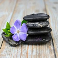 Black Zen Stones With Purple Flower 